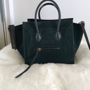 Authentic Celine Phantom Luggage in Suede green